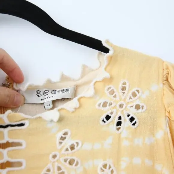 Sea New York Liat Embroidery Yellow Dress - Size 12 - Picture 6 of 9